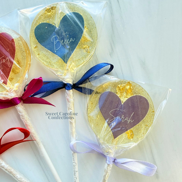 Personalized Valentine's Day Lollipops, Set of 6 - Sweet Caroline Confections | The Original Sparkle Lollipops