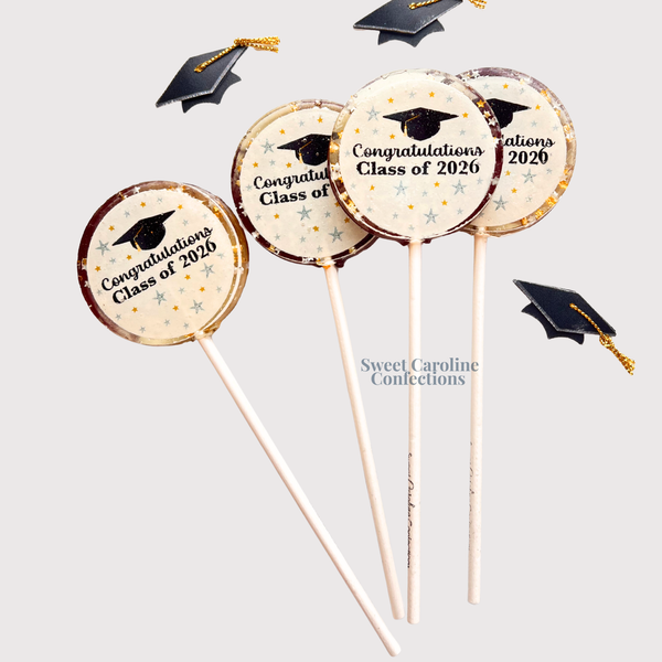 2026 Custom Year Graduation Lollipops, Set of 6 - Sweet Caroline Confections | The Original Sparkle Lollipops