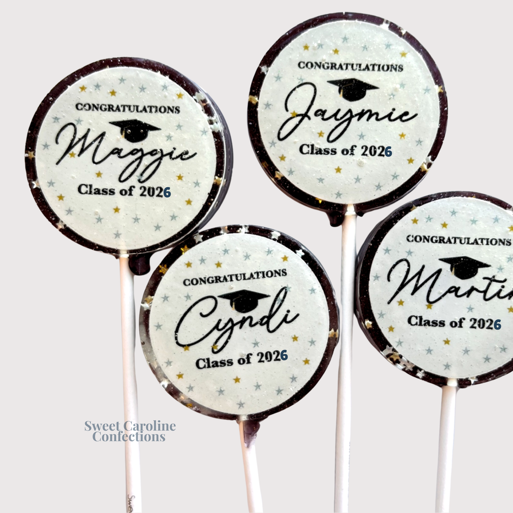 Custom Graduation Lollipops, Set of 6 - Sweet Caroline Confections | The Original Sparkle Lollipops