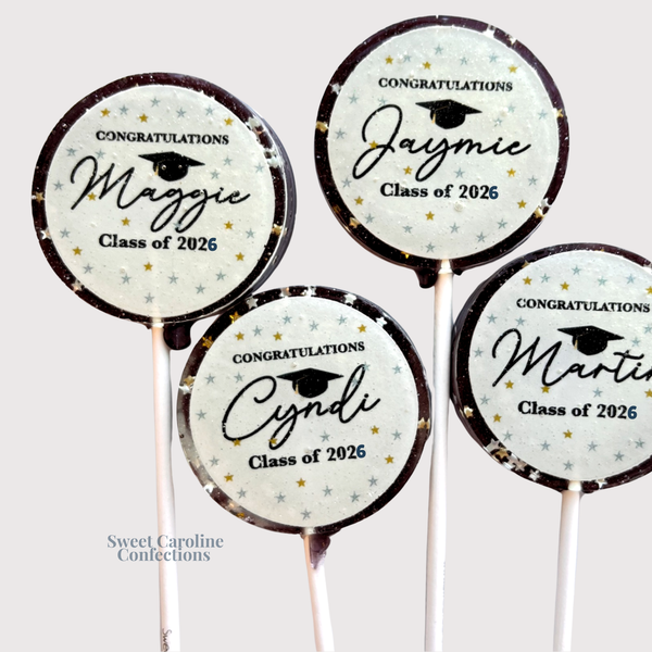 Custom Graduation Lollipops, Set of 6 - Sweet Caroline Confections | The Original Sparkle Lollipops