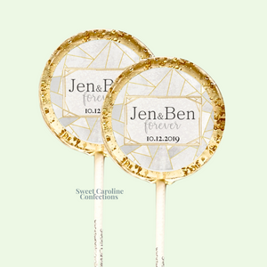 Custom Geometric Wedding Lollipops, Set of 4 - Sweet Caroline Confections | The Original Sparkle Lollipops