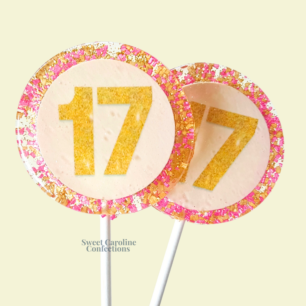 00368 HOT PINK AND GOLD - Sweet Caroline Confections | The Original Sparkle Lollipops
