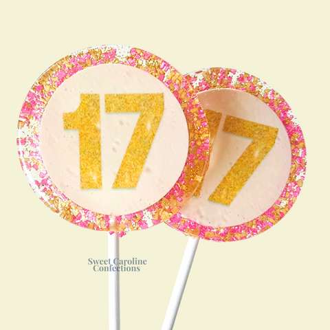 00368 HOT PINK AND GOLD - Sweet Caroline Confections | The Original Sparkle Lollipops