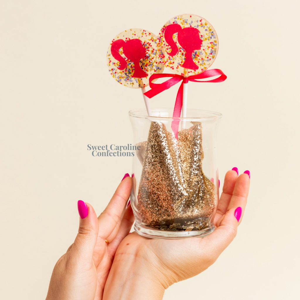 00367 PINK BARBIE - Sweet Caroline Confections | The Original Sparkle Lollipops