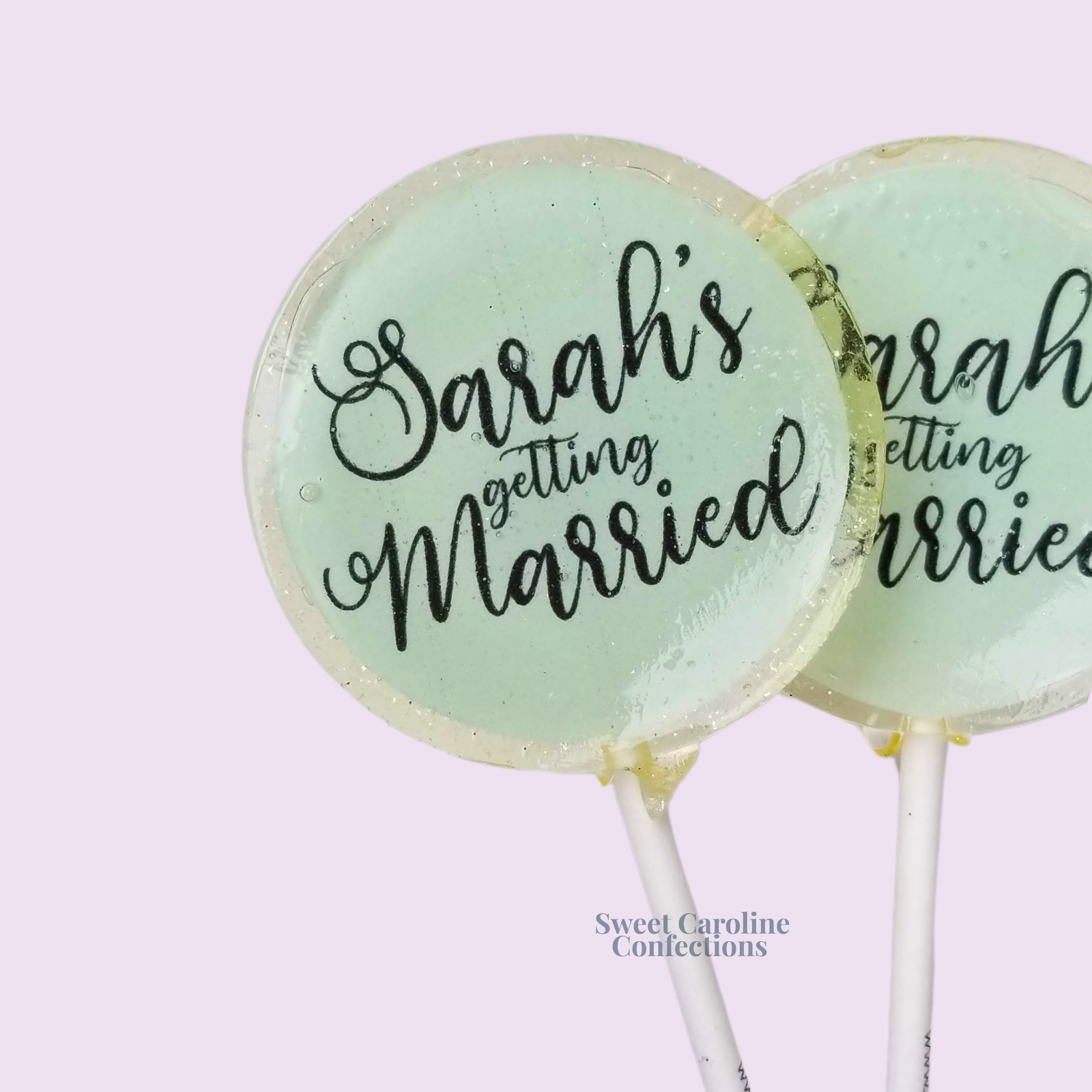 Custom Getting Married Wedding Lollipops, Set of 4 - Sweet Caroline Confections | The Original Sparkle Lollipops