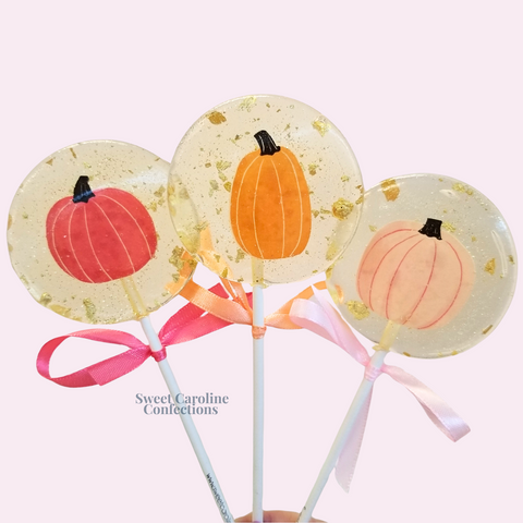 Whimsy Pumpkin Lollipops, Set of 4 - Sweet Caroline Confections | The Original Sparkle Lollipops