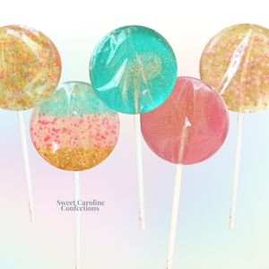 Aqua Hot Pink and Gold Sparkle Lollipops, Set of 25 - Sweet Caroline Confections | The Original Sparkle Lollipops