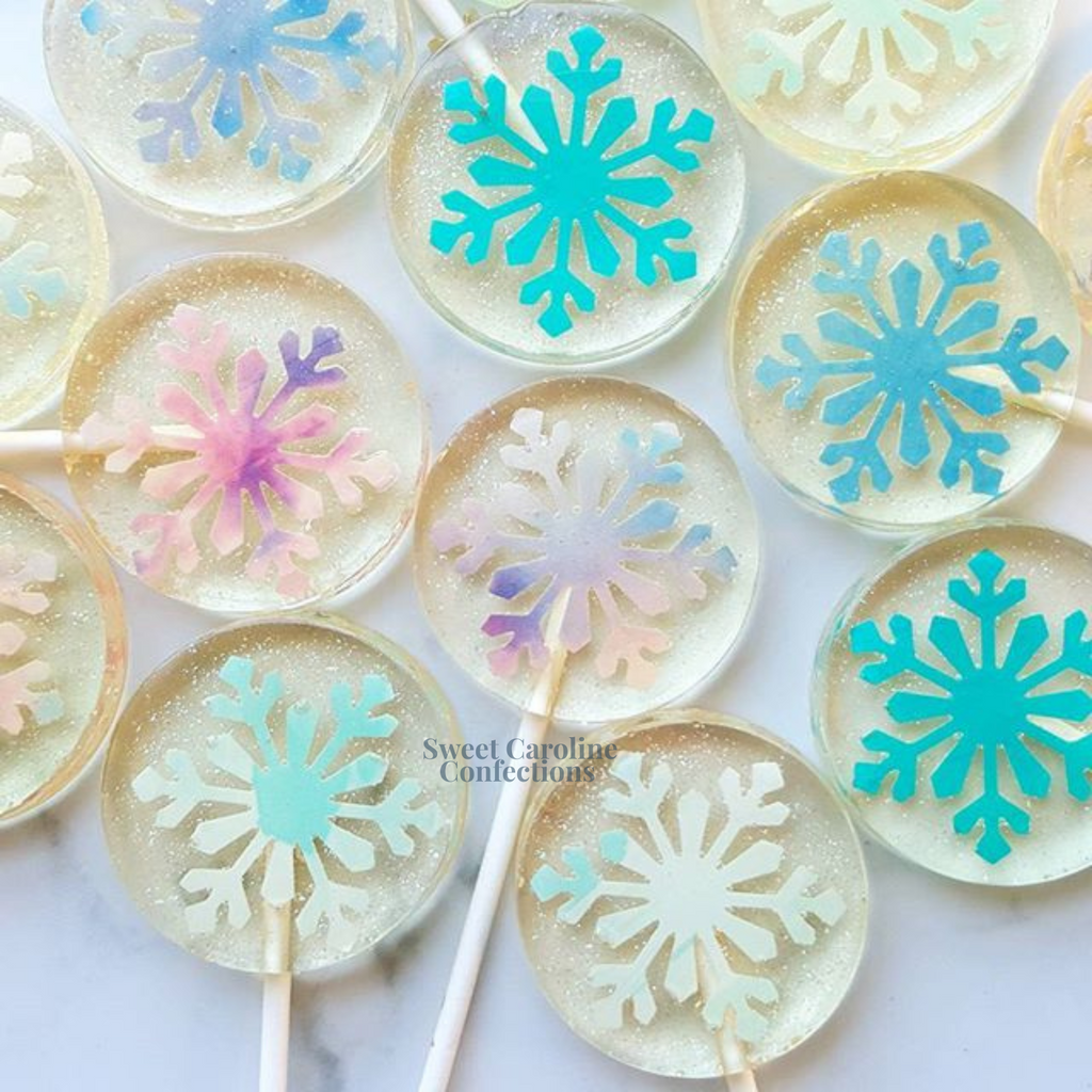 Pastel Snowflake Lollipops, Cotton Candy Flavor, Set of 6