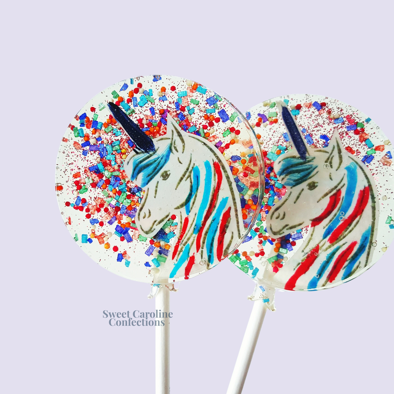 00492 RAINBOW UNICORN - Sweet Caroline Confections | The Original Sparkle Lollipops