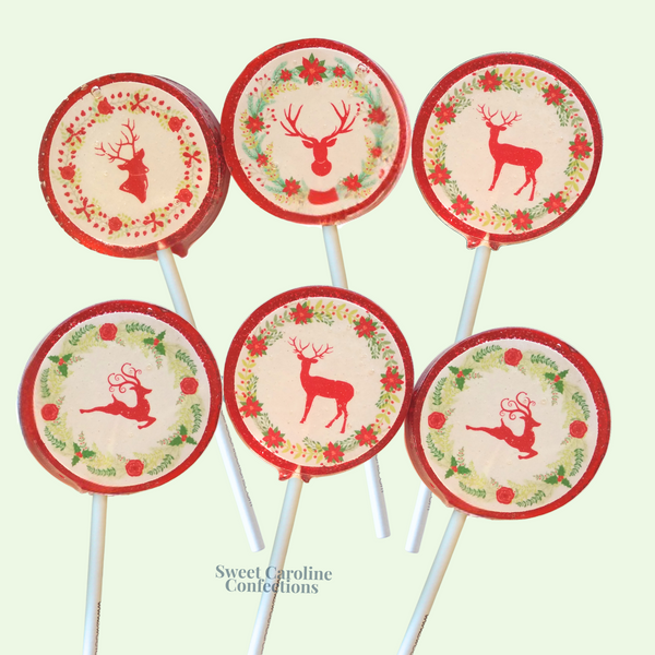 Reindeer Christmas Lollipops, Set of 4 - Sweet Caroline Confections | The Original Sparkle Lollipops
