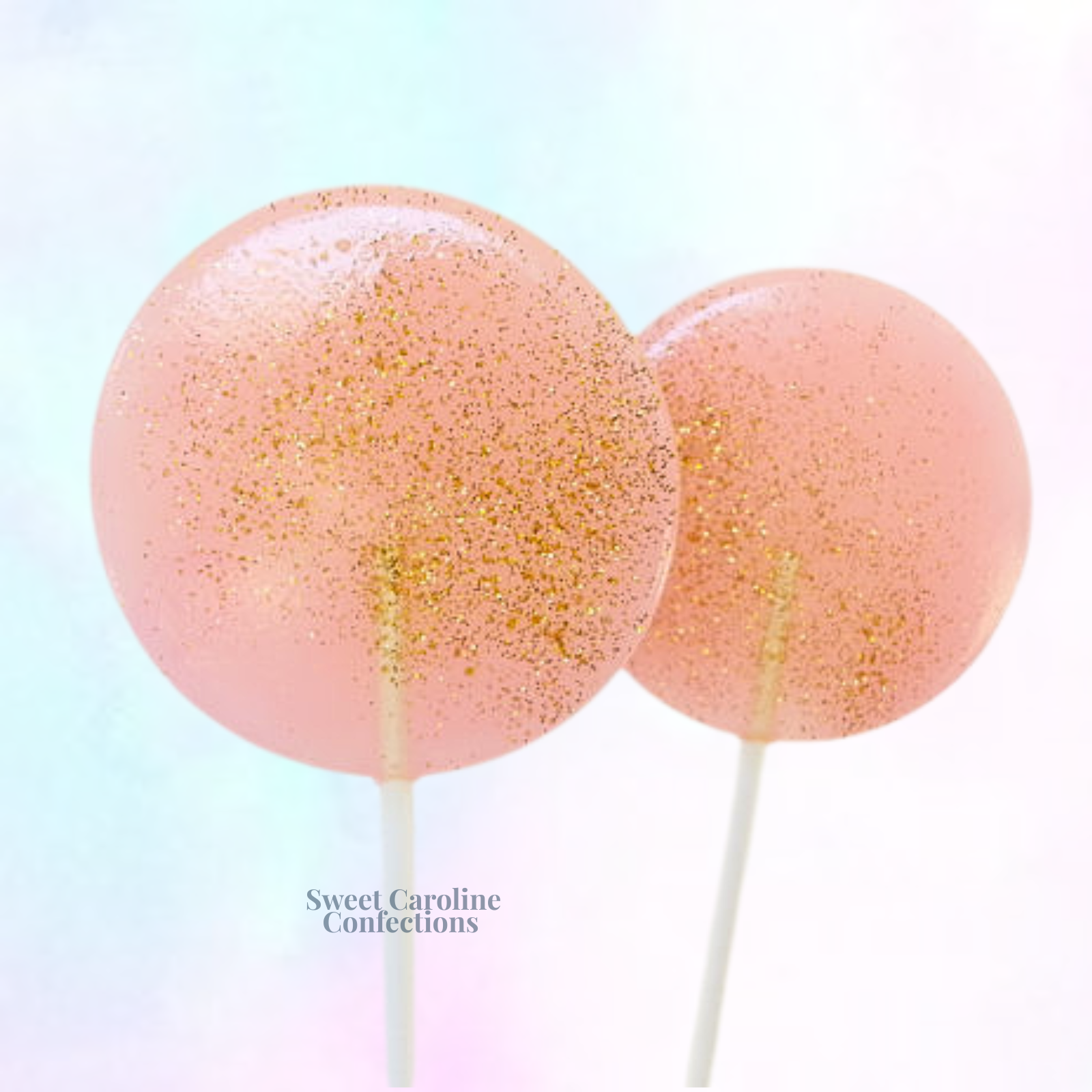 00343 LIGHT PINK AND GOLD - Sweet Caroline Confections | The Original Sparkle Lollipops