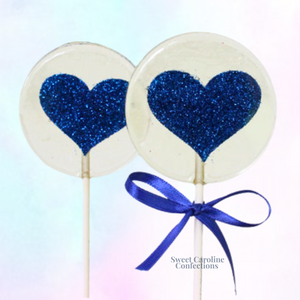 00315 NAVY HEART - Sweet Caroline Confections | The Original Sparkle Lollipops