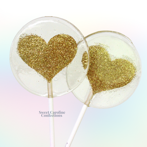 00319 GOLD HEART - Sweet Caroline Confections | The Original Sparkle Lollipops