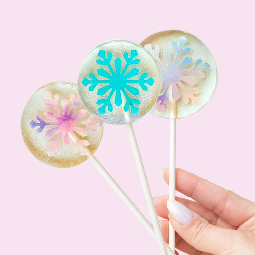 Pastel Snowflake Lollipops, Cotton Candy Flavor, Set of 6