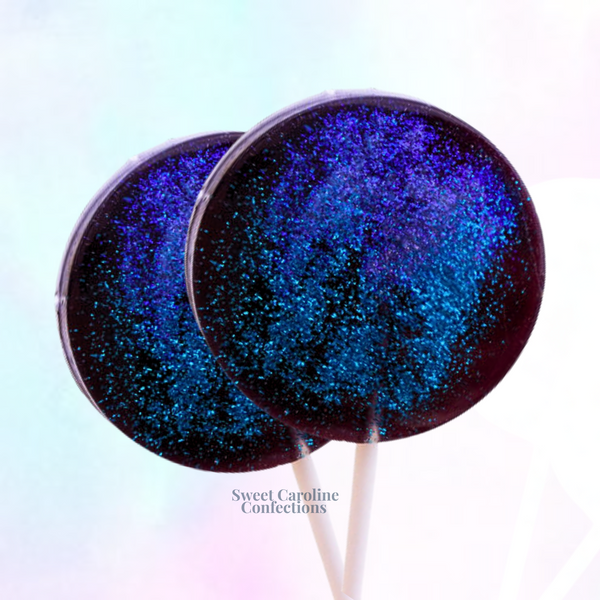 Black purple and navy sparkle lollipops with glitter