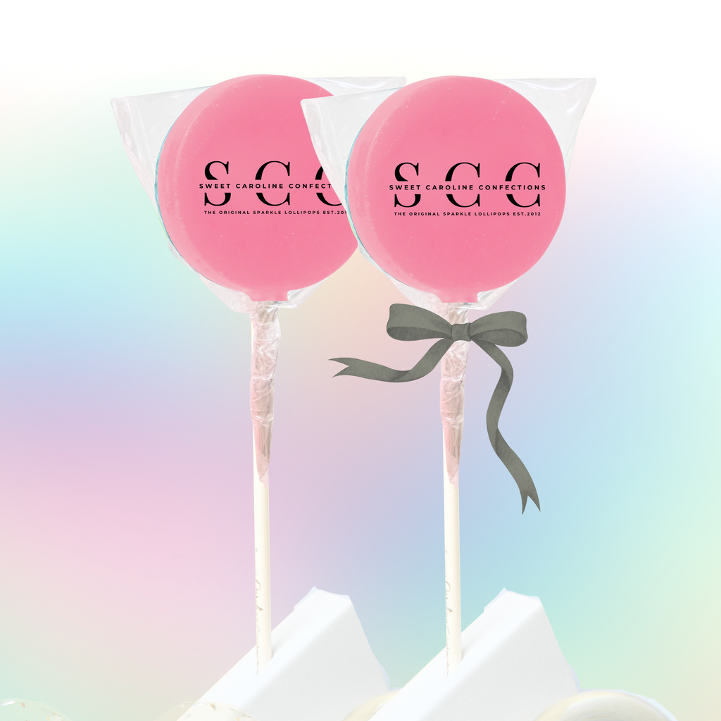 Clear sticker logo lollipops for a modern corporate branding look