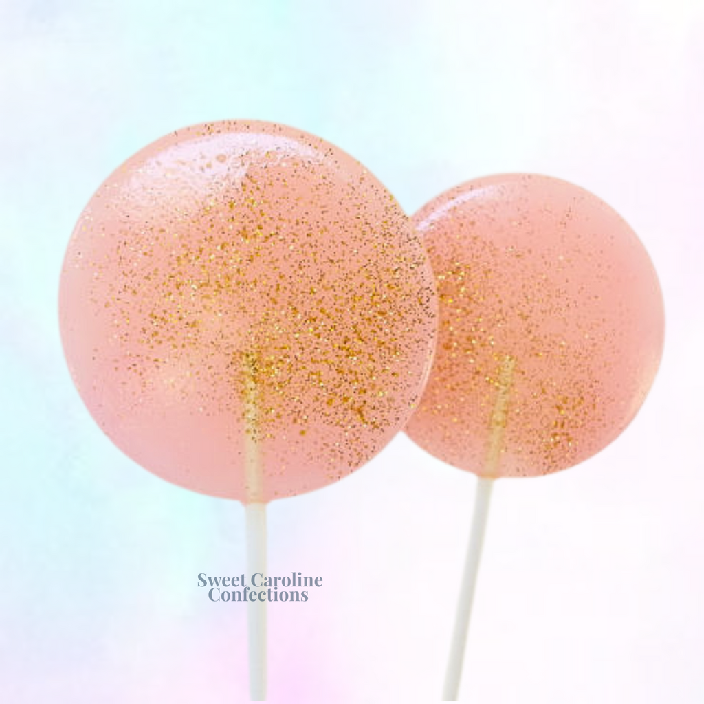 Soft light pink and gold sparkle lollipops