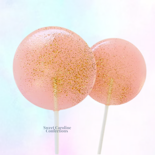 Soft light pink and gold sparkle lollipops