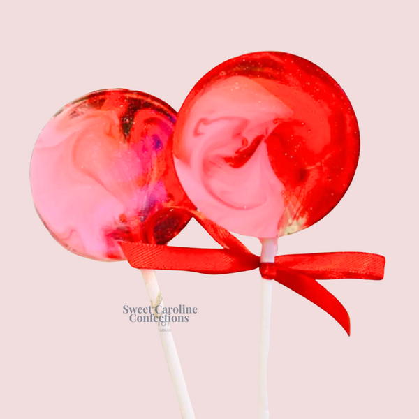 Colorful tropical punch lollipops packed with a variety of bright, multi-colored sparkles and glitter.